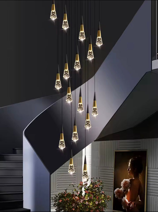 3‑Meter Teardrop Crystal Chandelier – Bubble Crystal Pendants | 3‑Colour LED | MEGA LIGHTING SA
