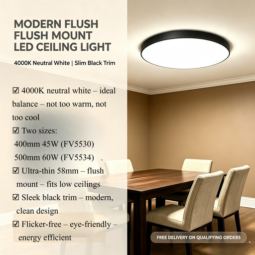 4000K Neutral White Modern Round Flush Mount LED Ceiling Light 400mm 500mm MEGA LIGHTING South Africa