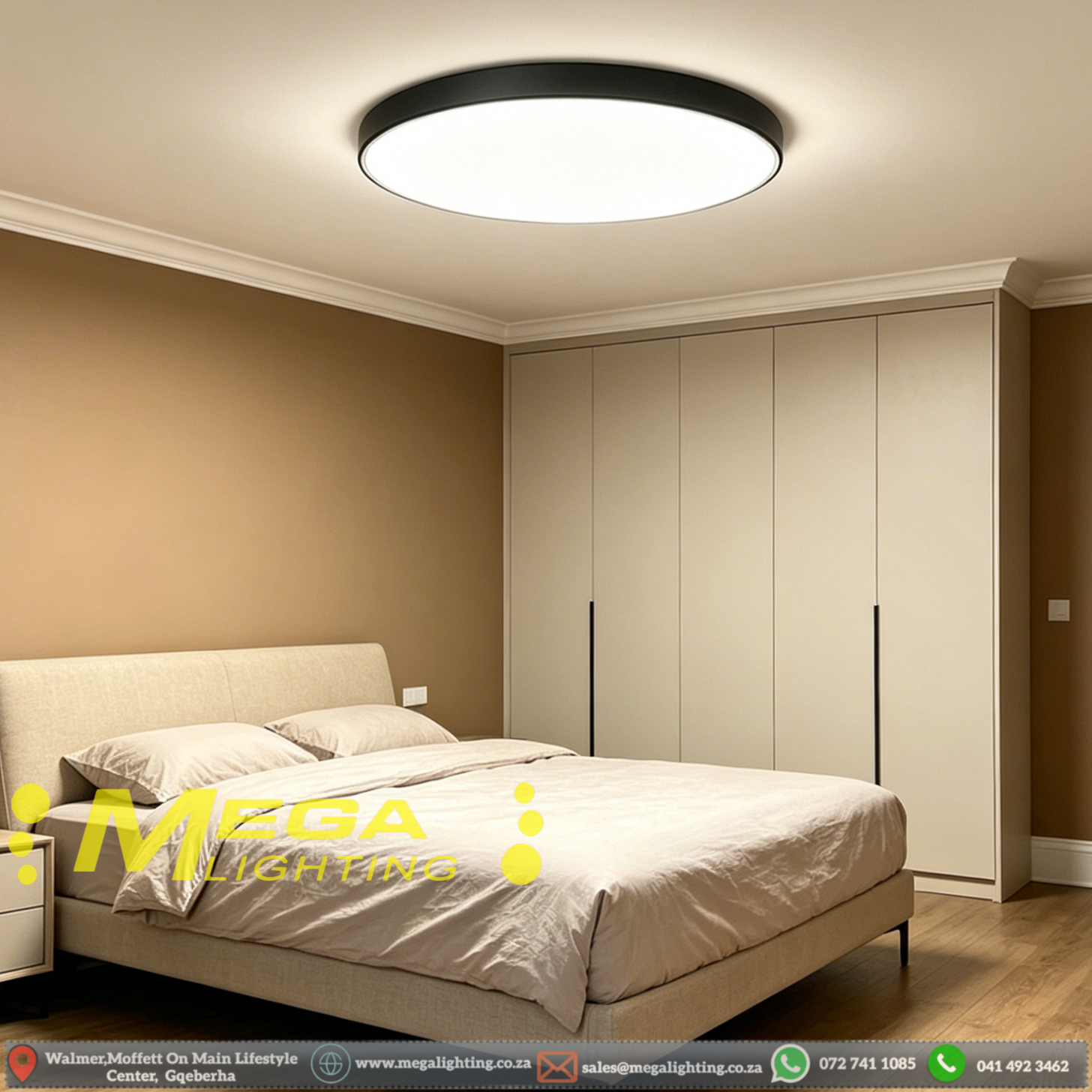 4000K Neutral White LED Ceiling Light | Modern Round Flush Mount 400mm ...