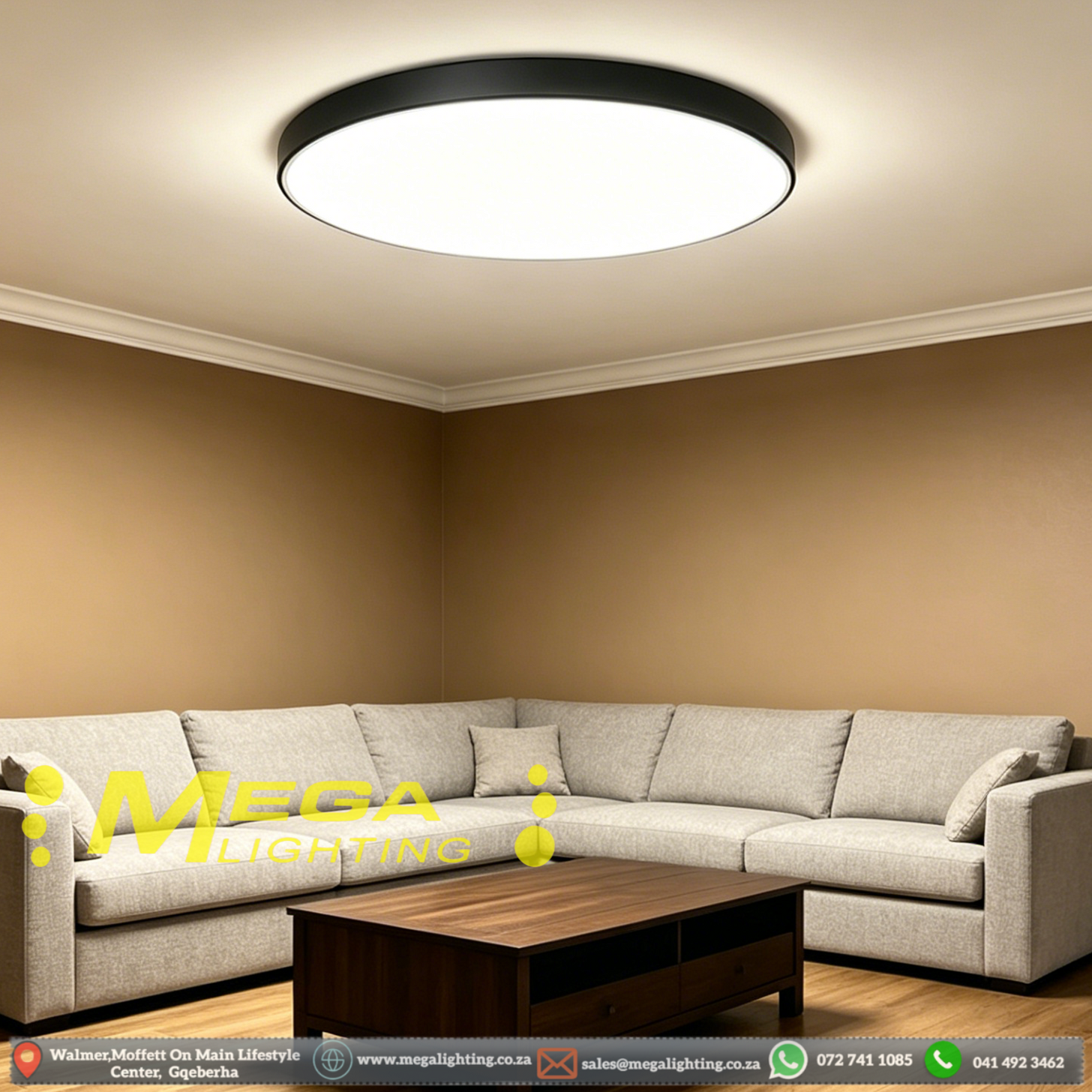 4000K Neutral White LED Ceiling Light | Modern Round Flush Mount 400mm ...