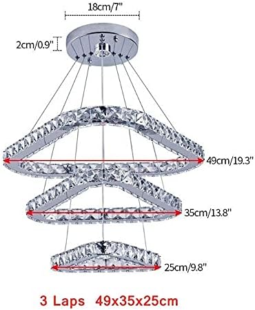 Modern Crystal Led Chandelier Lights Home Lighting Chrome Lustre Chandeliers Ceiling Pendant Fixtures Compatible with Living Room,Modern Chandelier Light (2Rings D50Xd30Cm Changeable)/D49*35