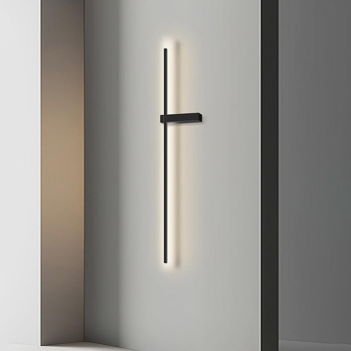 60cm linear long wall light, ultra-thin metal strip wall lamp with black finish, modern LED wall sconce - 12W, ultra-thin bedside wall lights, 360° rotating adjustable Wall washer (Right-Warm Light)