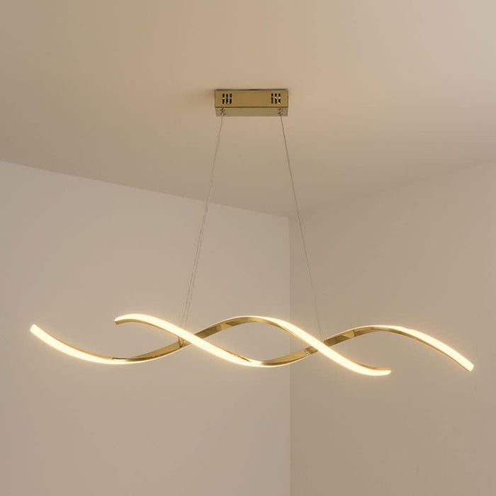 LED chandelier Modern Chandelier, Gold Linear Pendant Light Fixtures LED Chandeliers for Dining Room Farmhouse Hanging Light for Bedroom,Living Room, Kitchen Island Dimmable LED Pendant Lamp (Color : Gold)