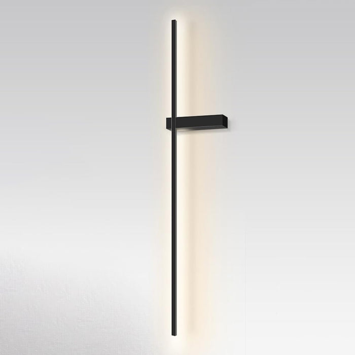 60cm linear long wall light, ultra-thin metal strip wall lamp with black finish, modern LED wall sconce - 12W, ultra-thin bedside wall lights, 360° rotating adjustable Wall washer (Right-Warm Light)