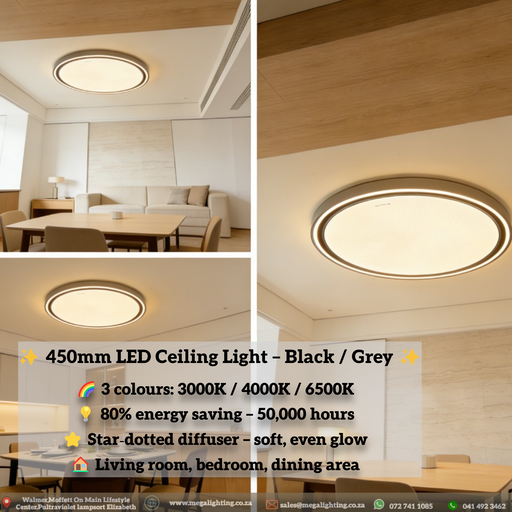 450mm-round-led-ceiling-light-black-grey-tri-colour-tunable-star-dotted-diffuser-mega-lighting-south-africa