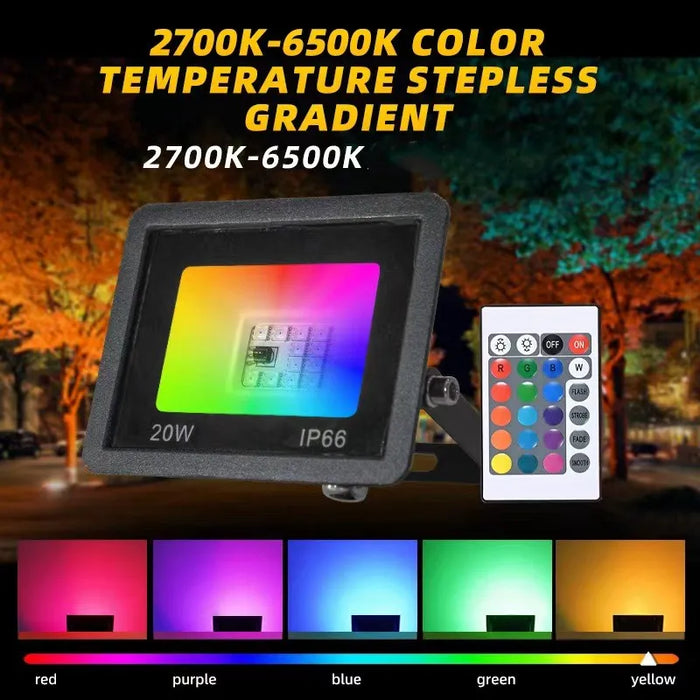 10w 50w 100w RGB LED Flood Light RGB Flood Light 10w 50w 100w RGB Reflector IP68 Waterproof LED Spotlight 110V/220V Projector Lamp Outdoor Garden Lighting