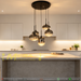 5-light smoke gradient glass cluster pendant light with 500mm round black base, mixed sizes 2×250mm 2×200mm 1×180mm glass shades, 1-1.2m adjustable height decorative hanging lamp for dining room kitchen island living room, MEGA LIGHTING South Africa