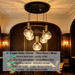 5-light globe cluster pendant light with Ø40cm round black base, 15cm clear bubble glass globes and brass lamp holders, adjustable height decorative hanging lamp for dining room cafe living room, MEGA LIGHTING South Africa