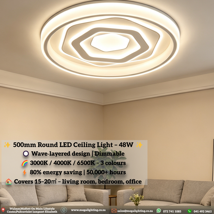modern-round-led-ceiling-light-500mm-48w-dimmable-3-color-temperature-mega-lighting-south-africa