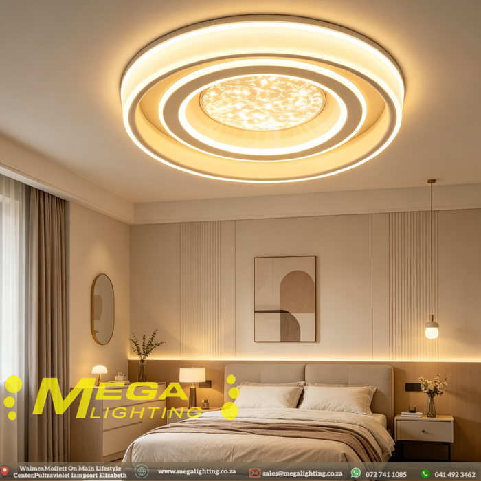 M Round Led Light Modern Round LED Ceiling Light with Starry Crystal Center – 500mm, 48W ...