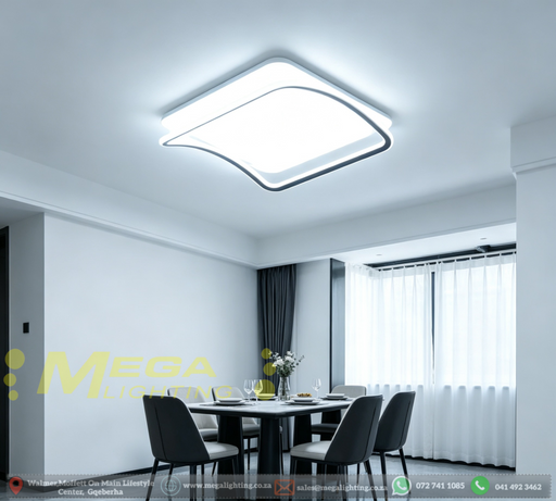 50CM LXW curved square modern LED flush mount ceiling light, 3 color temp options, for bedroom dining room home decor.