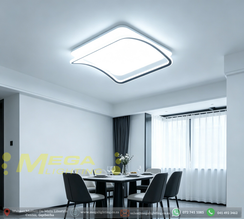50CM LXW curved square modern LED flush mount ceiling light, 3 color temp options, for bedroom dining room home decor.