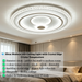 50cm round LED ceiling light with sparkling crystal edge, adjustable 3000K/4000K/6500K light, installed in a modern bedroom.