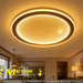 50cm round LED ceiling light with grid-pattern panel, adjustable 3000K/4000K/6500K light, installed in a modern bedroom.