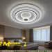 50cm round LED ceiling light with sparkling crystal edge, adjustable 3000K/4000K/6500K light, installed in a modern bedroom.