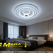 50cm round LED ceiling light with sparkling crystal edge, adjustable 3000K/4000K/6500K light, installed in a modern bedroom.