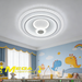 50cm round LED ceiling light with sparkling crystal edge, adjustable 3000K/4000K/6500K light, installed in a modern bedroom.