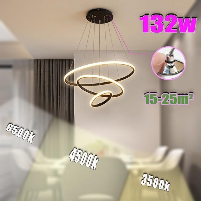 Pendant lamp Acrylic LED Pendant lamp, 23.62inch Embedded Ceiling Installation, Three Color, Living Room and Bedroom Lighting fixtures(Black)