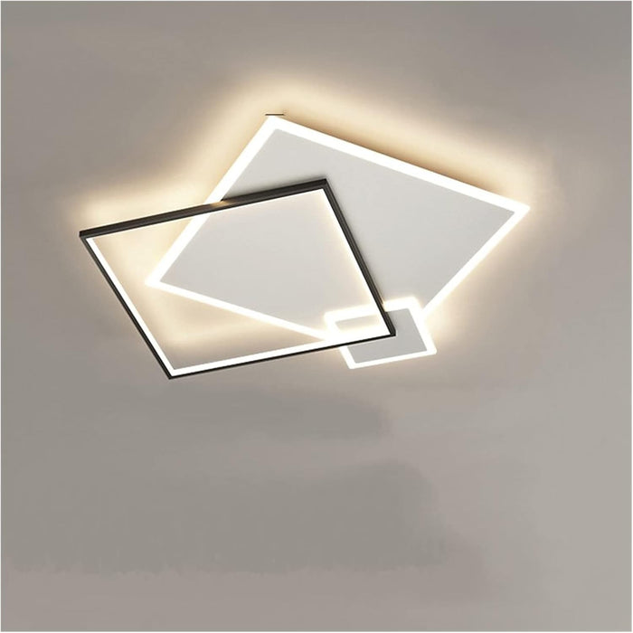 Modern LED pendant light, suitable for living rooms, bedrooms, studies, and home use. Black rectangular ceiling light  adjustable light intensity (3000K, 4000K, 6500K)