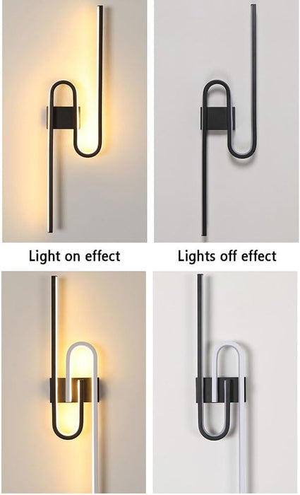 Black LED Wall Sconces 3-Tone Lighting Modern LED Bathroom Vanity Light Fixtures 23.6 Inch Linear Wall Lamp for Living Room Indoor Wall Lighting for Bedroom