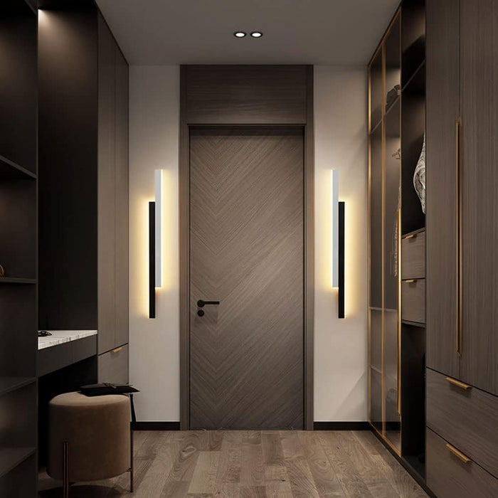 Bedroom Strip Wall Light, Aluminum Long Wall Lamp with Acrylic Shade Atmosphere Lights, Modern LED Decorative Lighting Fixture, Simple Creative Linear Wall Sconces(3000-6000K) (Black+white)