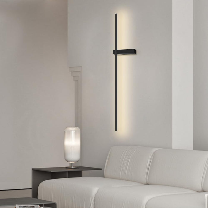 60cm linear long wall light, ultra-thin metal strip wall lamp with black finish, modern LED wall sconce - 12W, ultra-thin bedside wall lights, 360° rotating adjustable Wall washer (Right-Warm Light)