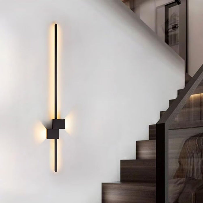 LED Wall Lights Long Strip - LED Wall Lights Modern Long Strip Linear Light Wall Lamp Indoor 12W  3000K-6000k Wall Mounted Light Fixtures for Living Room Bedroom Bathroom, Black