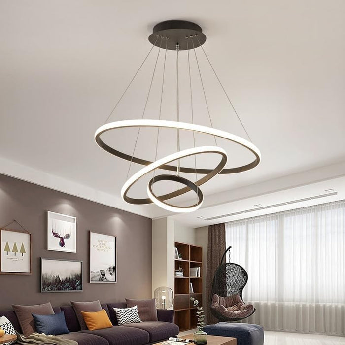 Pendant lamp Acrylic LED Pendant lamp, 23.62inch Embedded Ceiling Installation, Three Color, Living Room and Bedroom Lighting fixtures(Black)