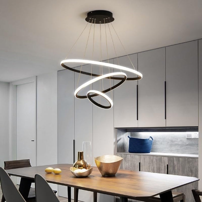 Pendant lamp Acrylic LED Pendant lamp, 23.62inch Embedded Ceiling Installation, Three Color, Living Room and Bedroom Lighting fixtures(Black)