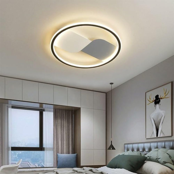 Flush Mount LED Ceiling Lights, Black Round Ultra Thin Ceiling Lamp shallow Mount, Three Color Dimming Flush Mount Ceiling Lighting for Bedroom Dining Living Room Kitchen