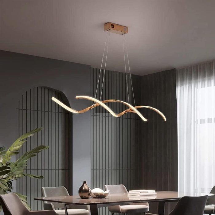 LED chandelier Modern Chandelier, Gold Linear Pendant Light Fixtures LED Chandeliers for Dining Room Farmhouse Hanging Light for Bedroom,Living Room, Kitchen Island Dimmable LED Pendant Lamp (Color : Gold)