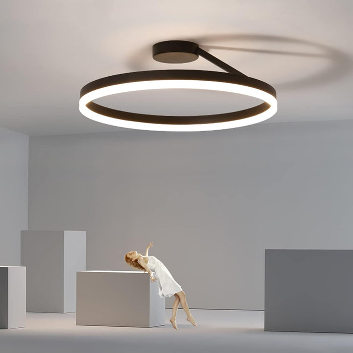 Black Round Nordic Minimalist LED Ceiling Light | 3-Colour Smart Control