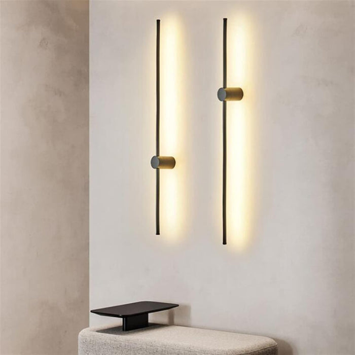 60cm Minimalist Linear LED Wall Light – Ultra-Slim Matte Black Single-Bar Sconce for Hallways, Bedrooms &amp; Home Offices | MEGA LIGHTING