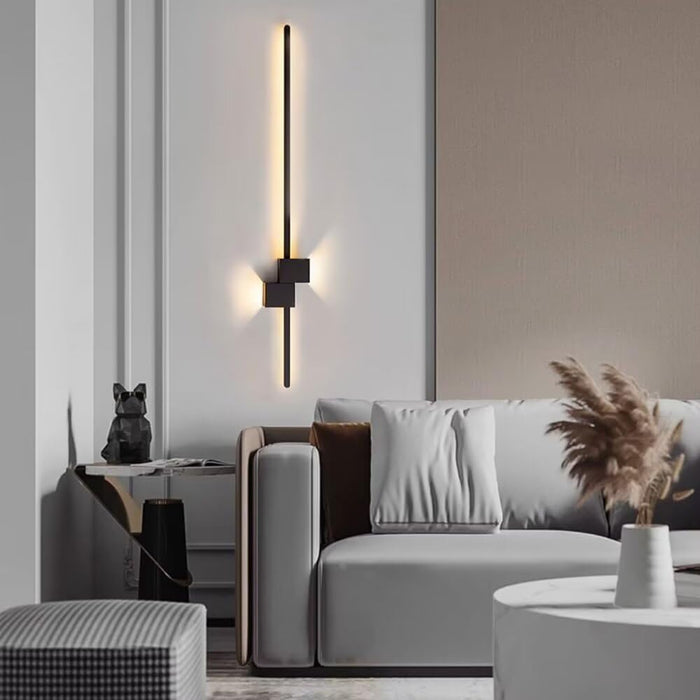 LED Wall Lights Long Strip - LED Wall Lights Modern Long Strip Linear Light Wall Lamp Indoor 12W  3000K-6000k Wall Mounted Light Fixtures for Living Room Bedroom Bathroom, Black