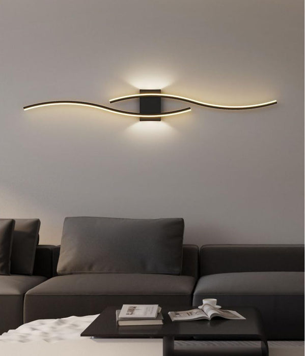 Modern Design Linear Wall Light Black, Temperature Warm Light 3000K 100cm 35W Led Wall Sconces for Balcony, Bedroom, Living Room, Office Wall Lamp Bedside Light