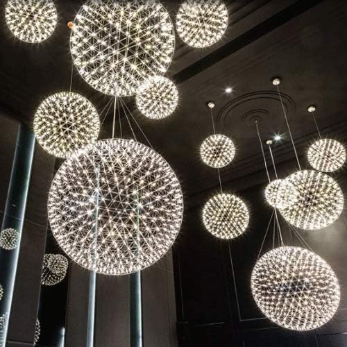 Chrome Sparkle Ceiling Lights Chandeliers Firework Mall Hotel Lobby Spark Ball Globe Chandelier Pendant Lamp Stair Pendant Light/500MM
