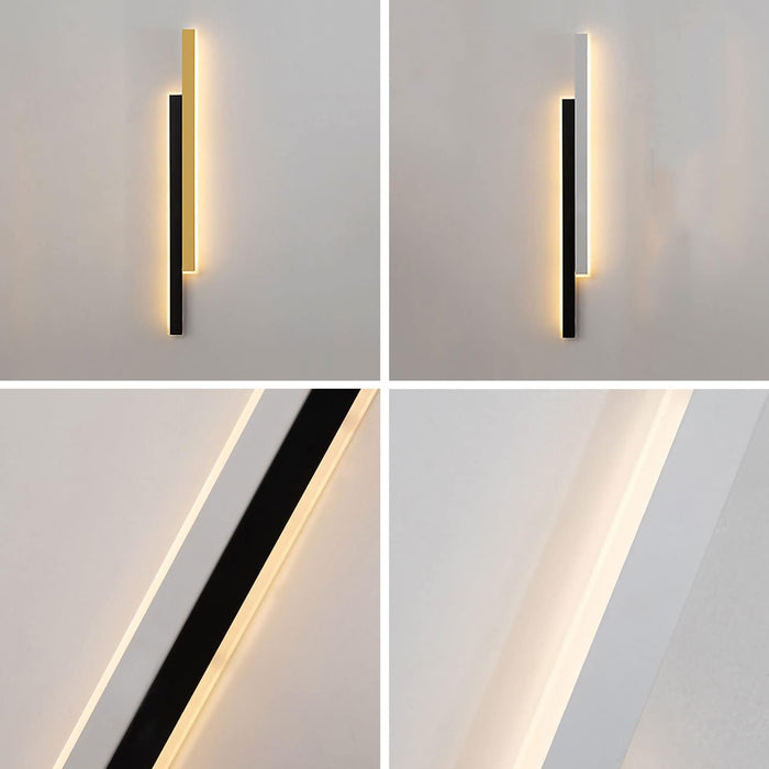 Bedroom Strip Wall Light, Aluminum Long Wall Lamp with Acrylic Shade Atmosphere Lights, Modern LED Decorative Lighting Fixture, Simple Creative Linear Wall Sconces(3000-6000K) (Black+white)
