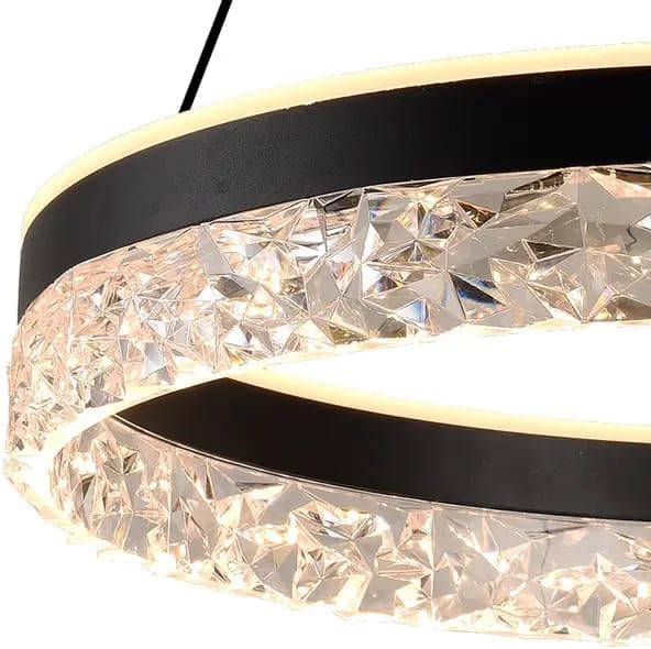 2 Lights Transparent Pendant Light with Adjustable Height, White, 110V-120V