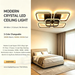 58×58cm modern crystal square flush mount LED ceiling light for living room bedroom dining area