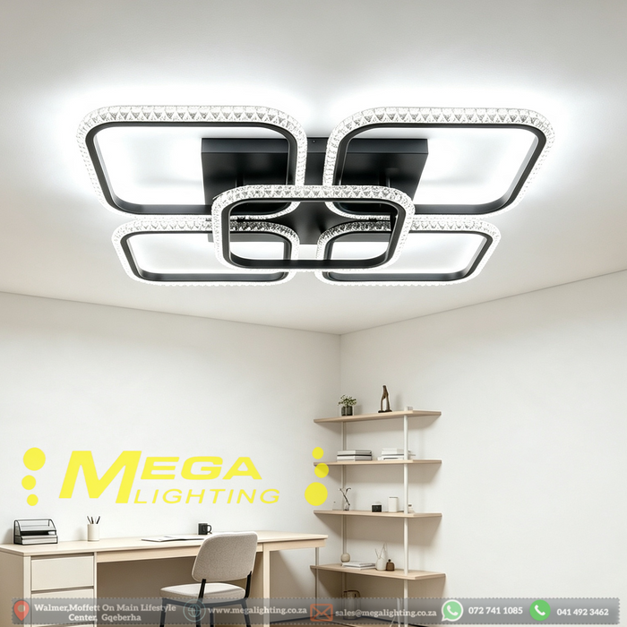 58×58cm modern crystal square flush mount LED ceiling light for living room bedroom dining area