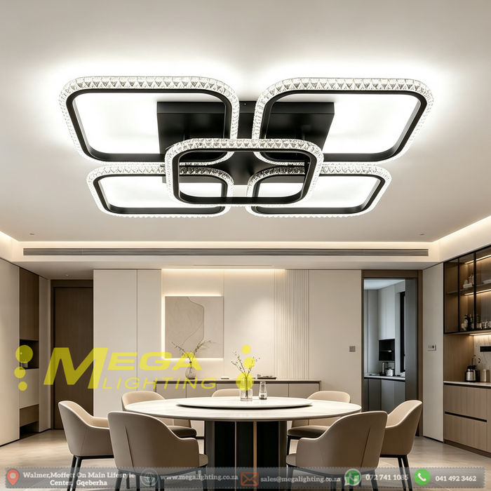 58×58cm modern crystal square flush mount LED ceiling light for living room bedroom dining area