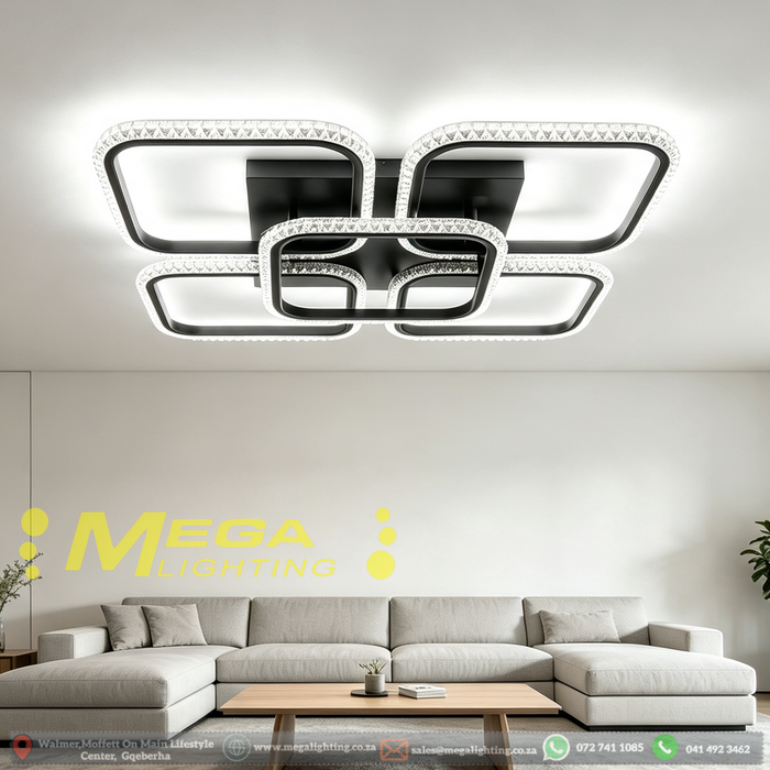 58×58cm modern crystal square flush mount LED ceiling light for living room bedroom dining area