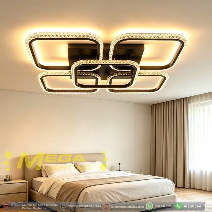 58×58cm modern crystal square flush mount LED ceiling light for living room bedroom dining area