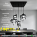5‑Light Smoke‑Tinted Glass Cluster Pendant Light 55×55cm Base Dining Room Kitchen Island Villa MEGA LIGHTING South Africa