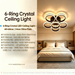 6-ring crystal LED flush ceiling light 60×60cm, 14cm ultra-thin body with 20cm ceiling base, 3-colour dimmable 3000K 4000K 6500K low profile ceiling lamp for living room bedroom lounge, MEGA LIGHTING South Africa