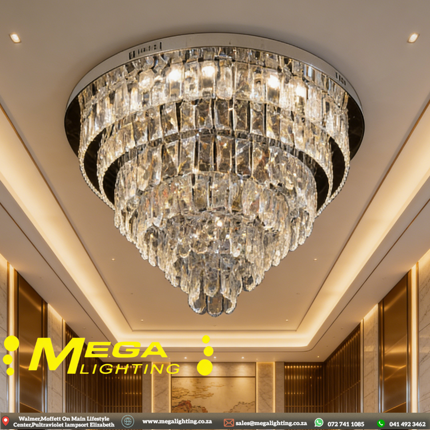 600×600mm Dimmable Multi-Tier Crystal LED Flush Mount Ceiling Light ...
