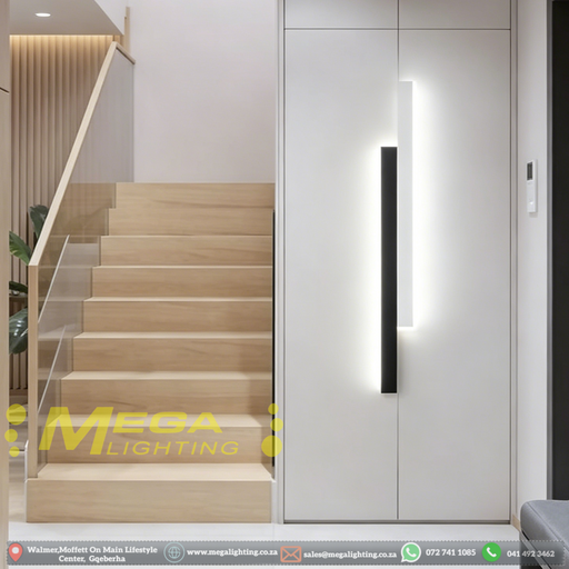 Minimalist two-bar LED wall sconce, 60cm height, 10cm width, matte black and white finish – Mega Lighting
