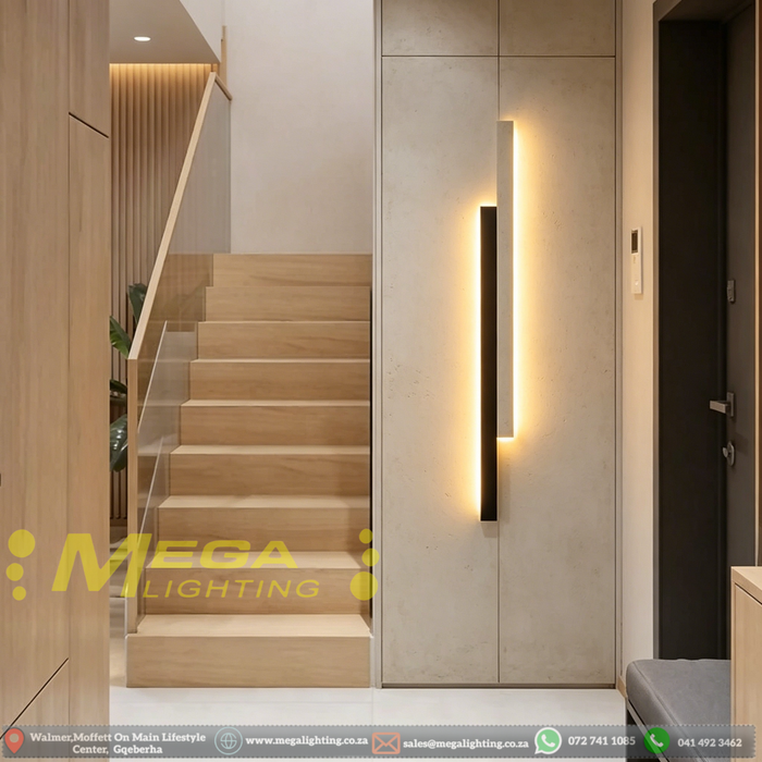 Minimalist two-bar LED wall sconce, 60cm height, 10cm width, matte black and white finish – Mega Lighting