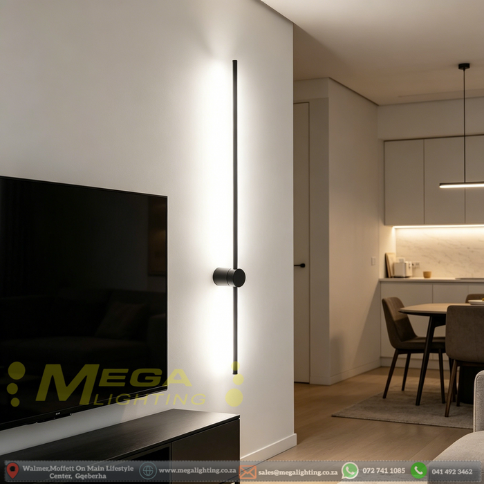 60cm Minimalist Linear LED Wall Light | Slim Profile Matte Black Up/Down Sconce | Mega Lighting