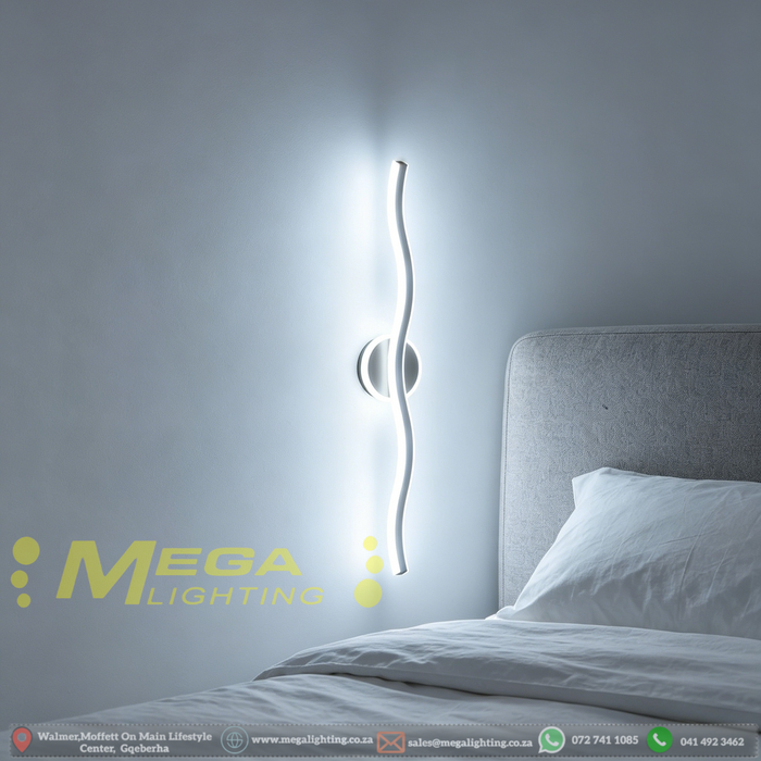 60cm Wavy Curved LED Wall Light | Modern Artistic Sconce for Bedrooms, Staircases &amp; Living Spaces | MEGA LIGHTING